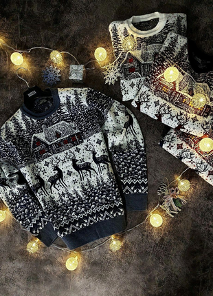 Чоловічий Новорічний светр|Світер з оленями|Новогодний світер
