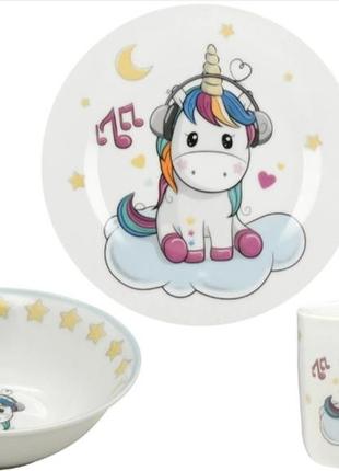 Набір дитячого посуду limited edition unicorn 3 предмети, акці...