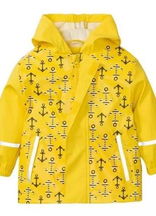 Желтая демисезонная куртка дождевик, грязепруф  lupilu 110-116 р