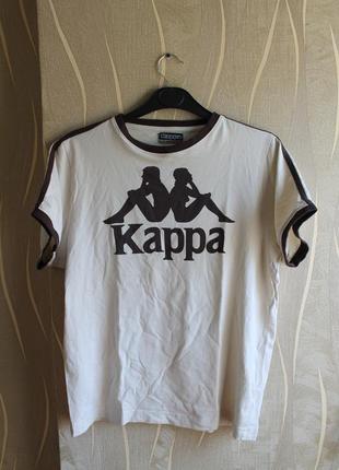 Прекрасна чоловіча бежева футболка kappa big logo
