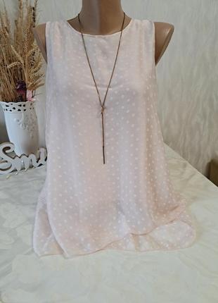 Блуза шелковая розовая в горошек италия