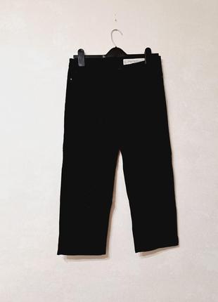 Черные коттоновые укороченные брюки