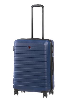 Пластиковый чемодан Wenger Ryse средний 4 колеса синий