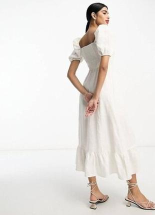 Белое платье миди с рукавами буфами Cider Англия