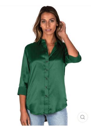 Сатиновая зеленая рубашка H&M