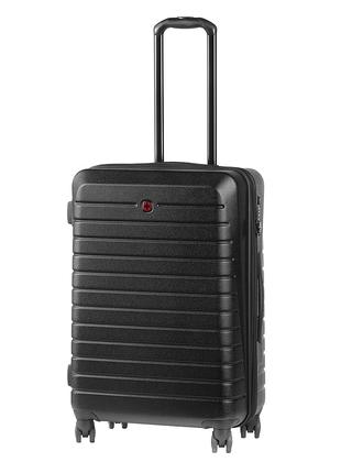 Пластиковый чемодан Wenger Ryse средний на 4 колесах черный