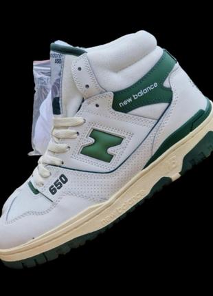 New balance 650 кросівки чоловічі біло зелені шкіра з хутром з...
