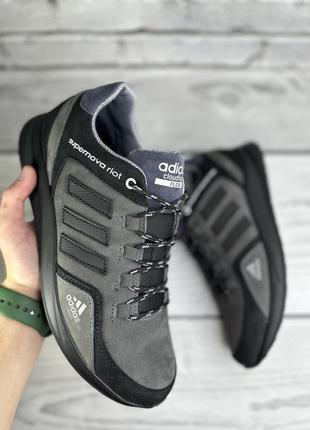 Кроссовки мужские adidas (адидас) натуральная кожа цвет серый 40