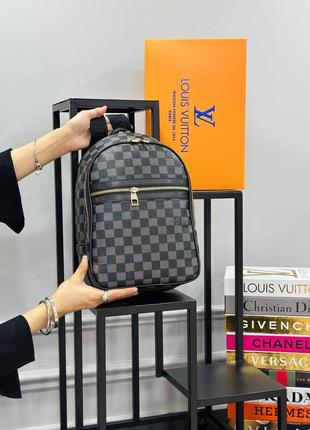 Рюкзак стильный черный в клетку женский мужской Louis Vuitton ...