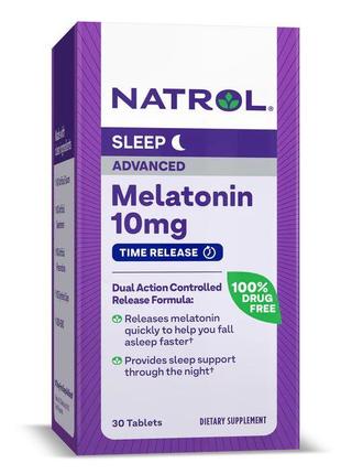 Натуральна добавка Natrol Melatonin 10 mg Advanced Sleep, 30 т...