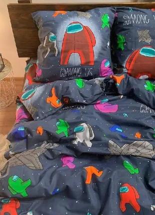 Детское постельное белье комплект - амонгасы синие полутораспа...