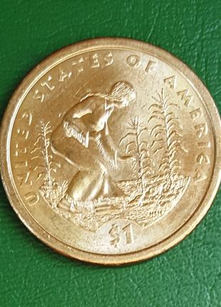 США 1 долар 2009, Сакагавея 3 Сестри (Індіанка вирощує рослини)