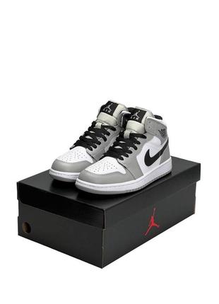 ❄️зимние женские кроссовки nike air jordan 1 high gray white b...