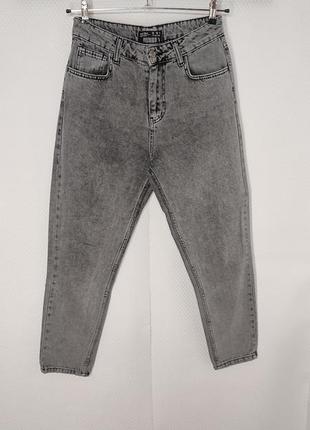 Трендовые модные серые джинсы мом высокая посадка штаны брюки ...