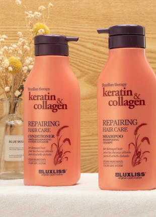 Набор для волос luxliss therapy keratin & collagen repairing h...