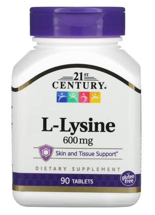 21st Century, L-лізин, 600 мг, 90 таблеток