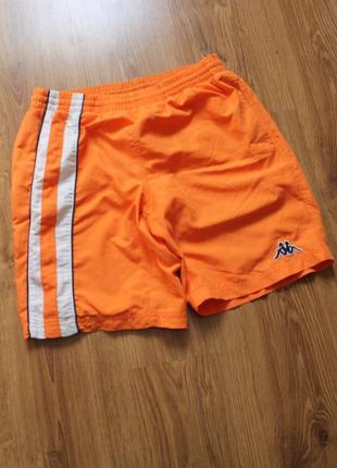 Яркие мужские пляжные шорты с карманами летние оранжевого цвет...
