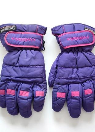 Thinsulate wega рукавички лижні фіолетові жіночі перчатки рука...