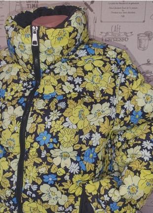Женская куртка еврозима цветочный принт яркая