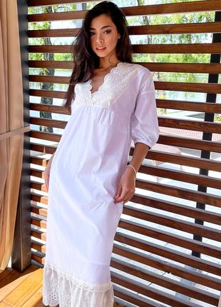 Женское белое платье из натуральной ткани