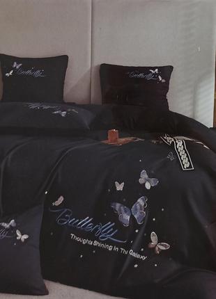 Сатиновое постельное белье " butterflies" евро размер Crown Lu...