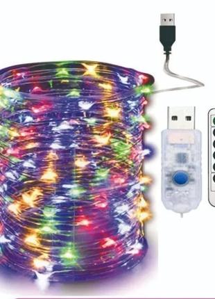 LED гирлянда новогодняя на занавесь, шторы USB 100LED с ДУ 10м...