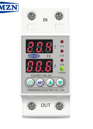 Защитное реле напряжения / тока Tomzn 63А (TOVPD1-60-EC)