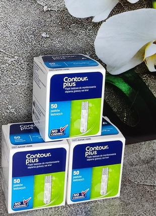 Тест-смужки Bayer Contour Plus для глюкометра, 50 штук , 2024/12