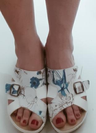 Шлепанцы женские эко кожаные легкие на широкую ногу