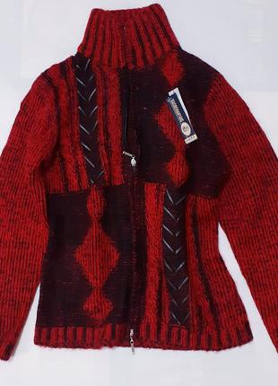 Кофта шерстяная свитер под горло на молнии женский 46