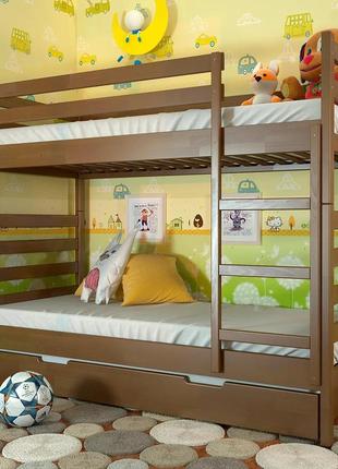 Двухъярусная кровать трансформер для 2х детей из дерева Рио