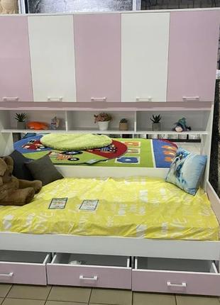 Детская стенка с кроватью Теремок ( цветные фасады)
