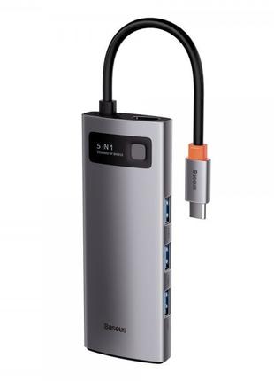 Концентратор хаб USB Type-C 5в1 HDMI зарядка 100Вт Baseus Meta...