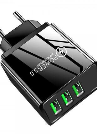 Зарядка 3x USB 15Вт 3.1А Quick Charge 3.0 AC Prof HJC-B05 cp