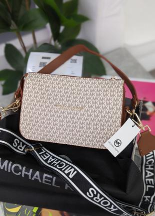 Сумка женская Michael Kors кросс-боди бежевый Майкл Корс на ши...