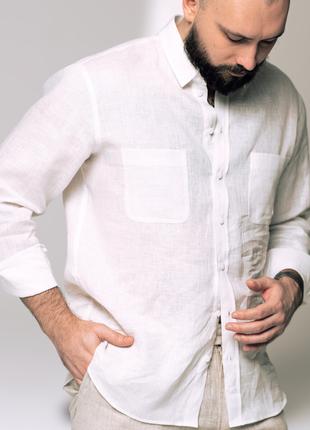 Рубашка мужская льняная белая Ingreen - 100% премиум лен