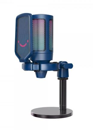 Микрофон конденсаторный игровой с поп-фильтром голубой Fifine ...