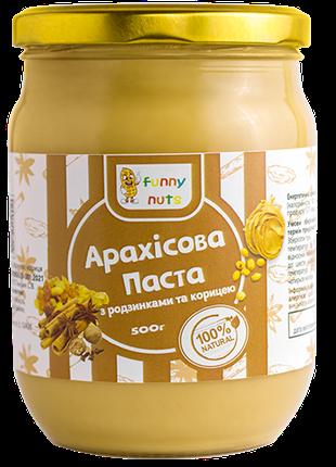 Арахисовая паста "Funny Nuts", с изюмом и корицей, стекло, 500...