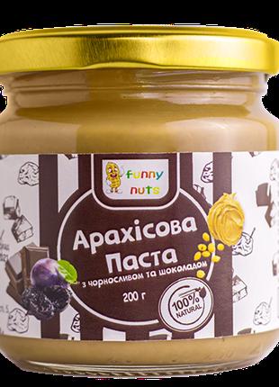 Арахісова паста з чорносливом та шоколадом Funny Nuts (скло) 2...