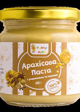 Арахисовая паста "Funny Nuts", с изюмом и корицей, стекло, 200...