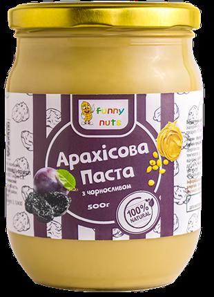 Арахисовая паста "Funny Nuts", с черносливом, стекло, 500 г (а...