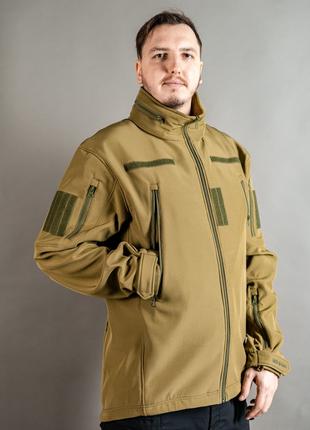 Демисезонная тактическая куртка военная Софтшелл койот Армейск...