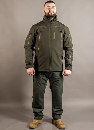 Куртка тактична мембранна Soft shell олива Куртка військова MI...