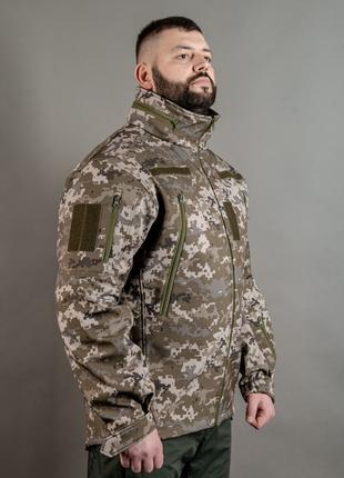 Демисезонная тактическая куртка военная Софтшелл М14 пиксель А...