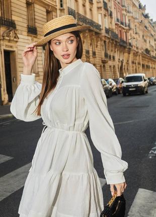 Плаття в стилі Прованс біле з рукавами