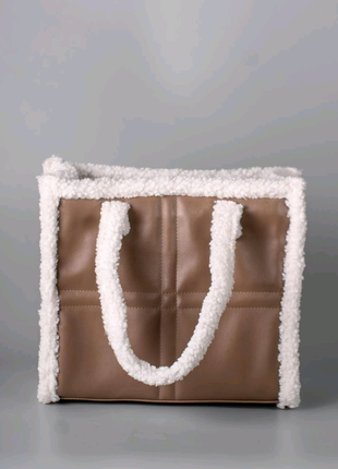 Женская сумка мокко сумка бежевый шопер мокко шоппер сумка тедди