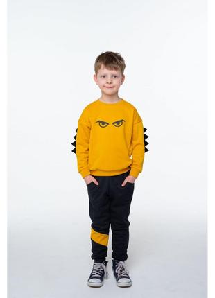 Спортивный костюм для мальчика горчичный / антрацит р.104, 110