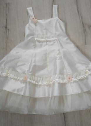 Нарядное платье сарафан для девочки пышное белое р.134-140 Б/У