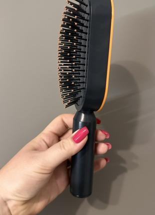 Массажная 3D расческа для волос Черная с оранжевым