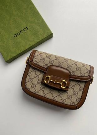 Жіноча брендова сумка Gucci Гуччі коричнева крос боді